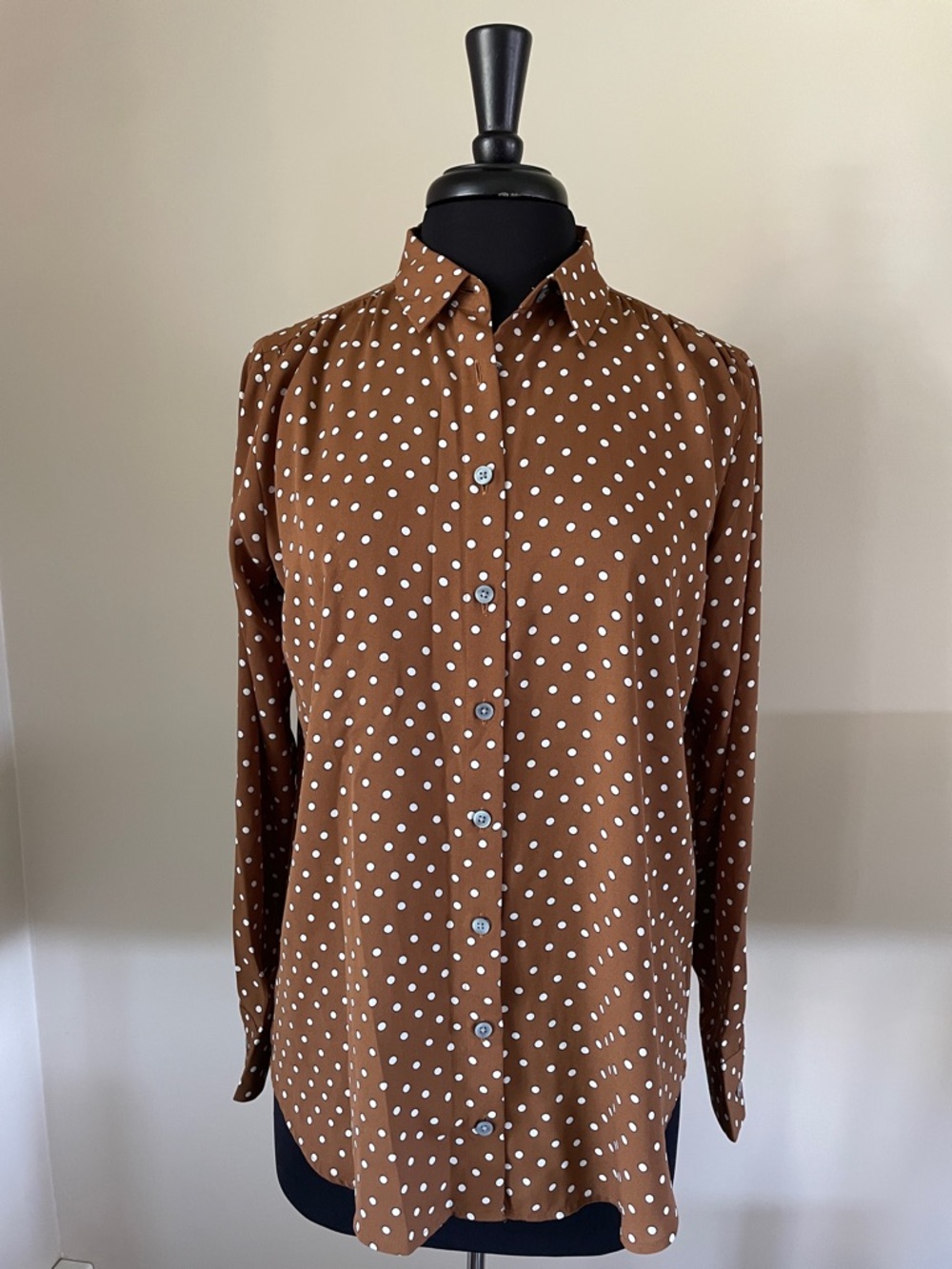 Ann Taylor Factory Brown Polka Dot Button-Down Shirt